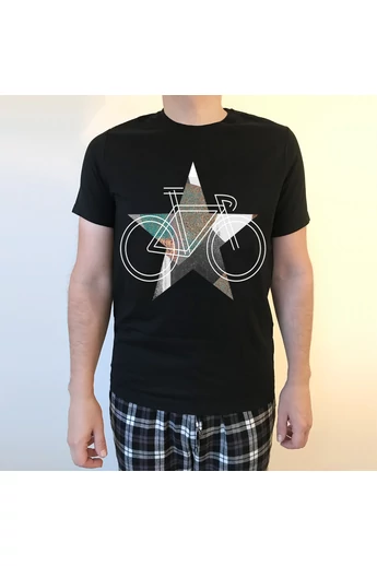 Tomka Csilla / BikeStar C Lindlip 2-11 art design black short sleeve men cotton t-shirt L / BringaCsillag művészi mintás dizájn fekete rövid ujjú férfi pamut póló Tomka Csilla / BikeStar C Lindlip 2-11 art design black short sleeve men cotton t-shirt L / BringaCsillag művészi mintás dizájn fekete rövid ujjú férfi pamut póló