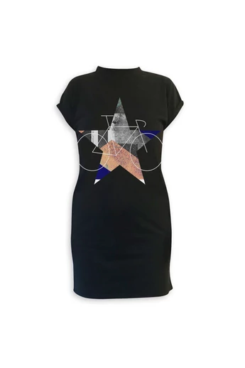 Tomka Csilla / BikeStar A Lindlip 2-17 art design black women cotton dress L / BringaCsillag művészi mintás dizájn fekete női pamut ruha Tomka Csilla / BikeStar A Lindlip 2-17 art design black women cotton dress L / BringaCsillag művészi mintás dizájn fekete női pamut ruha