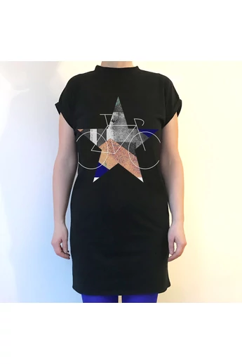 Tomka Csilla / BikeStar A Lindlip 2-17 art design black women cotton dress L / BringaCsillag művészi mintás dizájn fekete női pamut ruha Tomka Csilla / BikeStar A Lindlip 2-17 art design black women cotton dress L / BringaCsillag művészi mintás dizájn fekete női pamut ruha