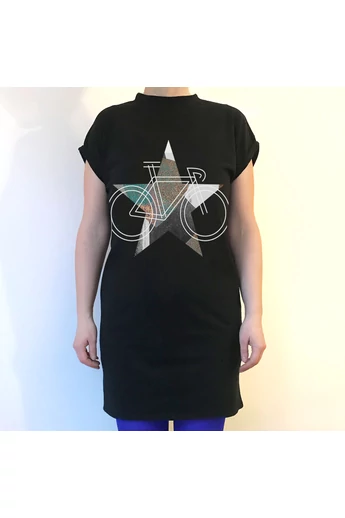 Tomka Csilla / BikeStar C Lindlip 2-11 art design black women cotton dress S / BringaCsillag művészi mintás dizájn fekete női pamut ruha