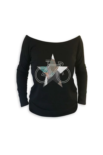 Tomka Csilla / BikeStar C Lindlip 2-11 art design black long sleeve women cotton t-shirt S / BringaCsillag művészi mintás dizájn fekete hosszú ujjú női pamut póló