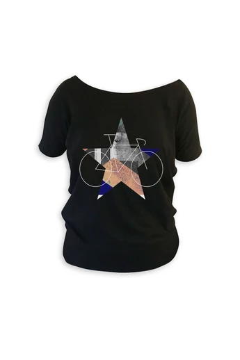 Tomka Csilla / BikeStar A Lindlip 2-17 art design black short sleeve women cotton t-shirt S / BringaCsillag művészi mintás dizájn fekete rövid ujjú női pamut póló