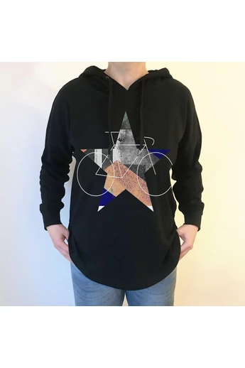 Tomka Csilla / BikeStar A Lindlip 2-17 art design black women cotton hoodie L / BringaCsillag művészi mintás dizájn fekete női kapucnis pamut pulóver Tomka Csilla / BikeStar A Lindlip 2-17 art design black women cotton hoodie L / BringaCsillag művészi mintás dizájn fekete női kapucnis pamut pulóver