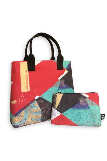 Tomka Csilla / Lindlip 3-04-3 art design cotton canvas handbag + pouch / Lindlip művészi mintás dizájn pamutvászon kézitáska + borítéktáska Tomka Csilla / Lindlip 3-04-3 art design cotton canvas handbag + pouch / Lindlip művészi mintás dizájn pamutvászon kézitáska + borítéktáska