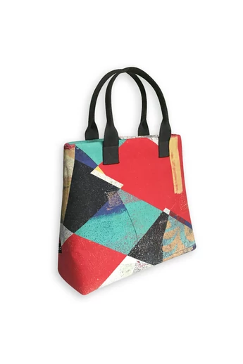 Tomka Csilla / Lindlip 3-04-3 art design cotton canvas handbag 31x26x11 / Lindlip művészi mintás dizájn pamutvászon kézitáska