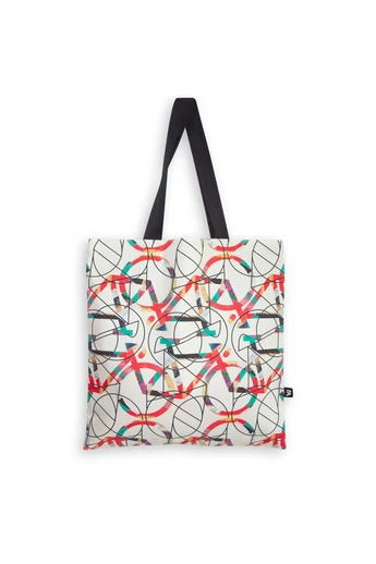 Tomka Csilla / Bikes light 3-04 art design cotton canvas tote bag 36x38 / Bringák világos művészi mintás dizájn pamutvászon tote táska