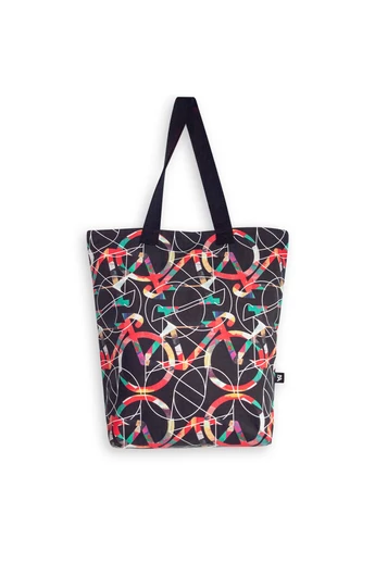 Tomka Csilla / Bikes dark 3-04 art design cotton canvas tote bag 36x38x12 / Bringák sötét 3-04 művészi mintás dizájn pamutvászon tote táska