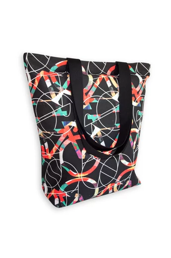 Tomka Csilla / Bikes dark 3-04 art design cotton canvas tote bag 36x38x12 / Bringák sötét 3-04 művészi mintás dizájn pamutvászon tote táska