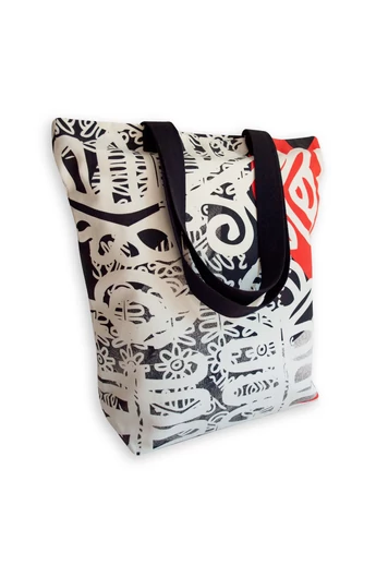Tomka Csilla / Folyoda 2-03-3 art design cotton canvas tote bag 36x38x12 / Folyoda művészi mintás dizájn pamutvászon tote táska