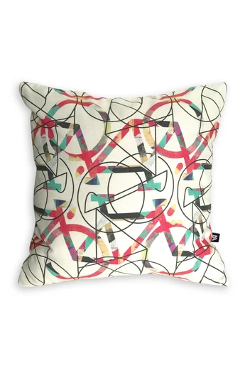 Tomka Csilla / Bikes light 3-04 art design cotton cushion 30x30 / Bringák világos művészi mintás dizájn pamut párna
