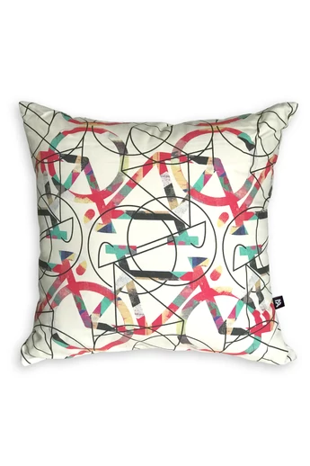 Tomka Csilla / Bikes light 3-04 art design cotton cushion 50x50 / Bringák világos művészi mintás dizájn pamut párna