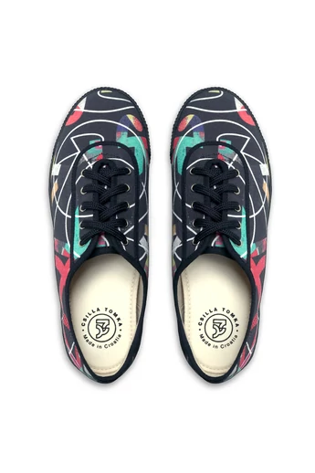 Tomka Csilla / Bikes dark 3-04 B-B art design canvas sneakers 45 / Bringák sötét Fk-Fk művészi mintás dizájn vászon tornacipő