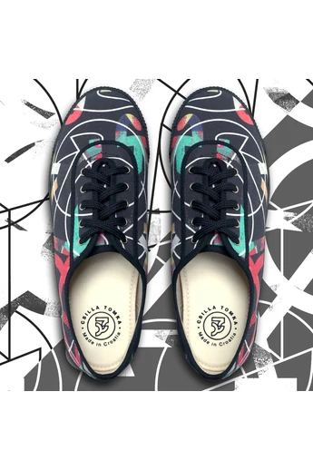 Tomka Csilla / Bikes dark 3-04 B-B art design canvas sneakers 45 / Bringák sötét Fk-Fk művészi mintás dizájn vászon tornacipő