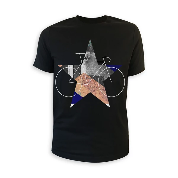 Tomka Csilla / BikeStar A Lindlip 2-17 art design black short sleeve men cotton t-shirt M / BringaCsillag művészi mintás dizájn fekete rövid ujjú férfi pamut póló