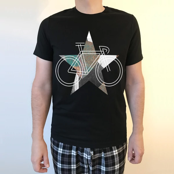 Tomka Csilla / BikeStar C Lindlip 2-11 art design black short sleeve men cotton t-shirt L / BringaCsillag művészi mintás dizájn fekete rövid ujjú férfi pamut póló