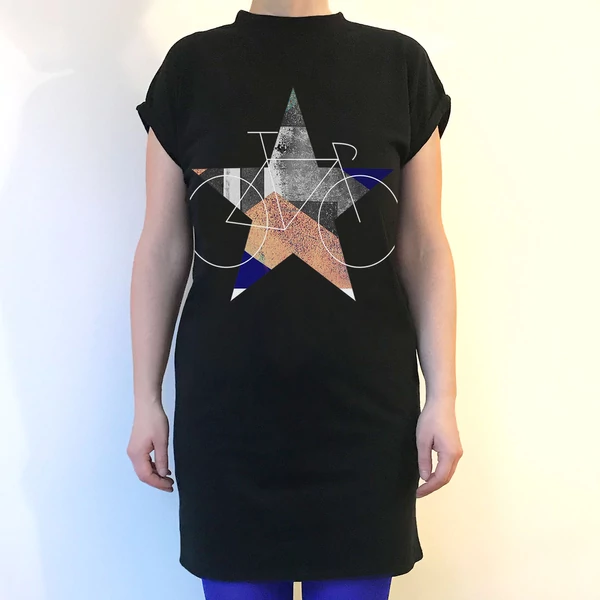 Tomka Csilla / BikeStar A Lindlip 2-17 art design black women cotton dress M / BringaCsillag művészi mintás dizájn fekete női pamut ruha