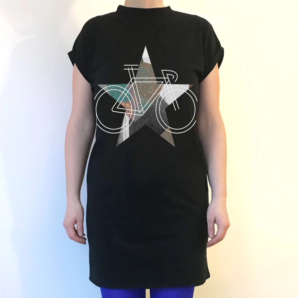Tomka Csilla / BikeStar C Lindlip 2-11 art design black women cotton dress S / BringaCsillag művészi mintás dizájn fekete női pamut ruha