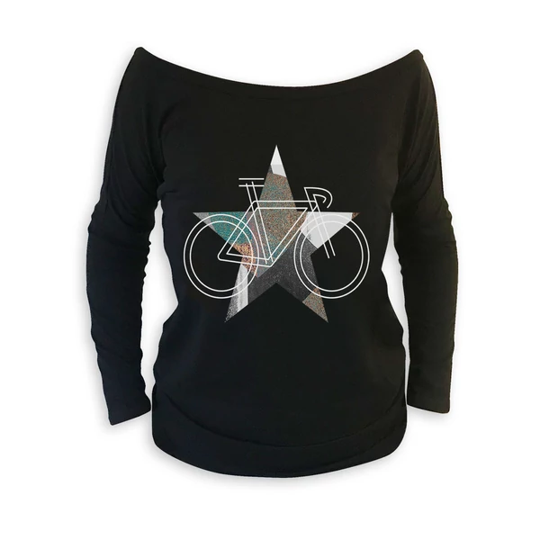 Tomka Csilla / BikeStar C Lindlip 2-11 art design black long sleeve women cotton t-shirt M / BringaCsillag művészi mintás dizájn fekete hosszú ujjú női pamut póló