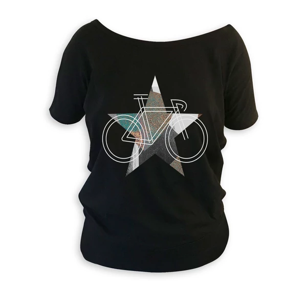 Tomka Csilla / BikeStar C Lindlip 2-11 art design black short sleeve women cotton t-shirt L / BringaCsillag művészi mintás dizájn fekete rövid ujjú női pamut póló