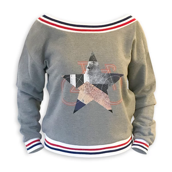 Tomka Csilla / BikeStar E Lindlip 2-10 art design striped grey women sweater L / BringaCsillag művészi mintás dizájn csíkos szürke női pulóver