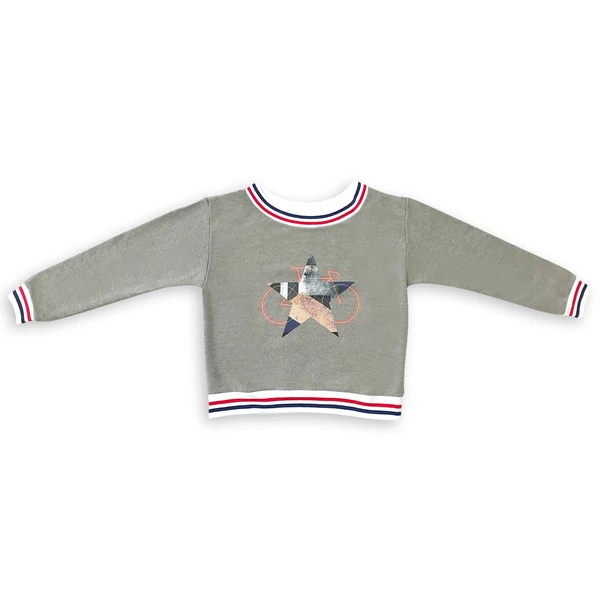 Tomka Csilla / BikeStar E Lindlip 2-10 art design striped grey women sweater L / BringaCsillag művészi mintás dizájn csíkos szürke női pulóver
