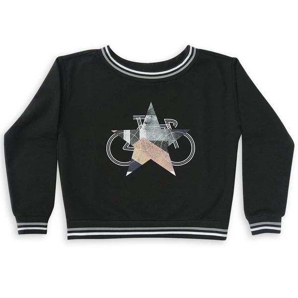 Tomka Csilla / BikeStar E Lindlip 2-10 art design striped black women sweater M / BringaCsillag művészi mintás dizájn csíkos fekete női pulóver