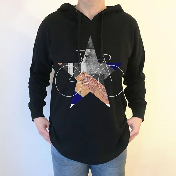Tomka Csilla / BikeStar A Lindlip 2-17 art design black women cotton hoodie L / BringaCsillag művészi mintás dizájn fekete női kapucnis pamut pulóver