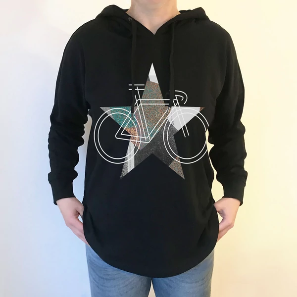 Tomka Csilla / BikeStar C Lindlip 2-11 art design black women cotton hoodie S / BringaCsillag művészi mintás dizájn fekete női kapucnis pamut pulóver