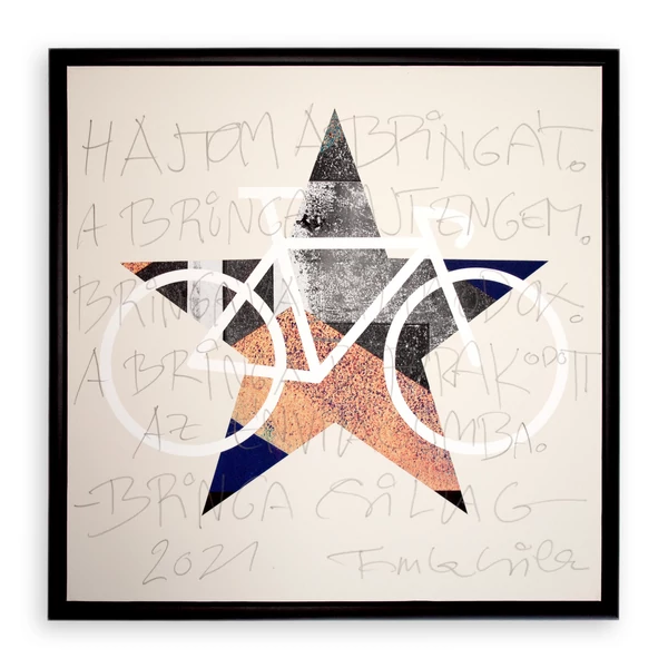 Tomka Csilla / BikeStar B Lindlip 2-10 Giclée fine art print on alu plate in wood frame 30x30 / BringaCsillag Giclée képzőművészeti nyomat alulemezen fakeretben