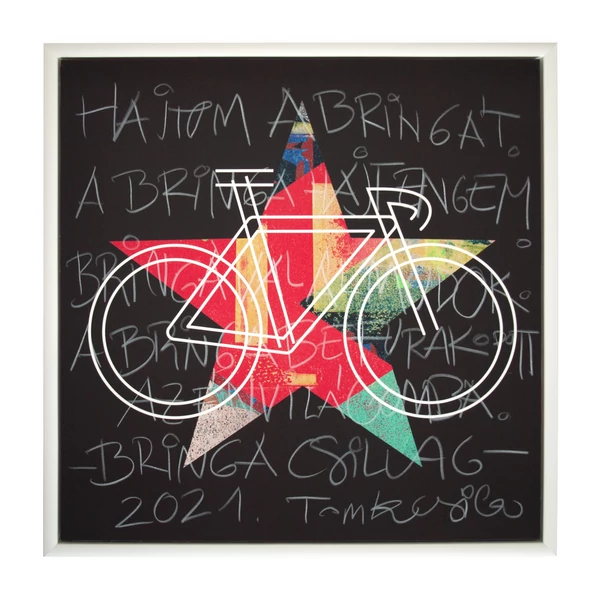 Tomka / Csilla BikeStar C Lindlip 3-04 Giclée fine art print on alu plate in wood frame 30x30 / BringaCsillag Giclée képzőművészeti nyomat alulemezen fakeretben