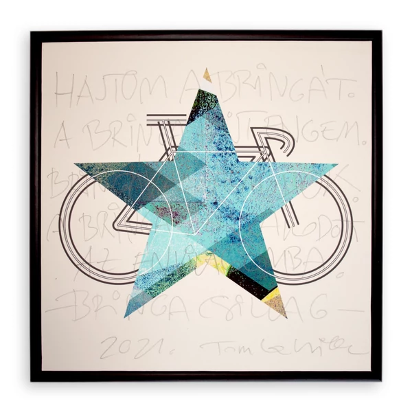 Tomka Csilla / BikeStar E Lindlip 2-01 Giclée fine art print on alu plate in wood frame 30x30 / BringaCsillag Giclée képzőművészeti nyomat alulemezen fakeretben