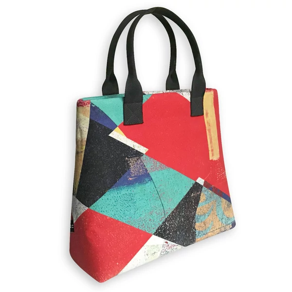 Tomka Csilla / Lindlip 3-04-3 art design cotton canvas handbag 31x26x11 / Lindlip művészi mintás dizájn pamutvászon kézitáska