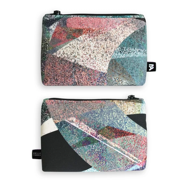 Tomka Csilla / Lindlip 4-01-2 art design cotton canvas handbag + pouch bag / Lindlip művészi mintás dizájn pamutvászon kézitáska + borítéktáska