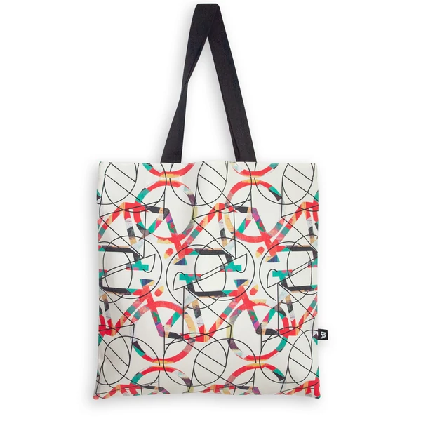 Tomka Csilla / Bikes light 3-04 art design cotton canvas tote bag 36x38 / Bringák világos művészi mintás dizájn pamutvászon tote táska