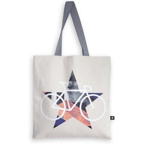 Tomka Csilla / BikeStar B Lindlip 2-10 art design cotton canvas tote bag 36x38 / BringaCsillag művészi mintás dizájn pamutvászon tote táska