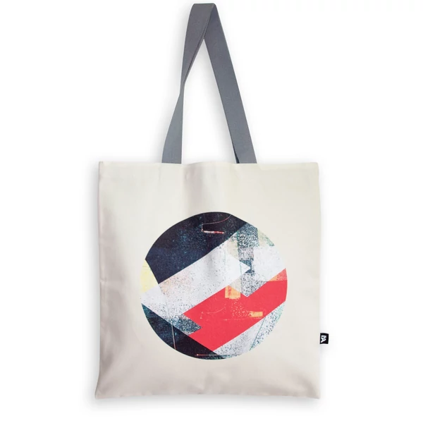 Csilla Tomka / Circle Lindlip 3-03 art design cotton canvas tote bag 36x38 / Kör művészi mintás dizájn pamutvászon tote táska