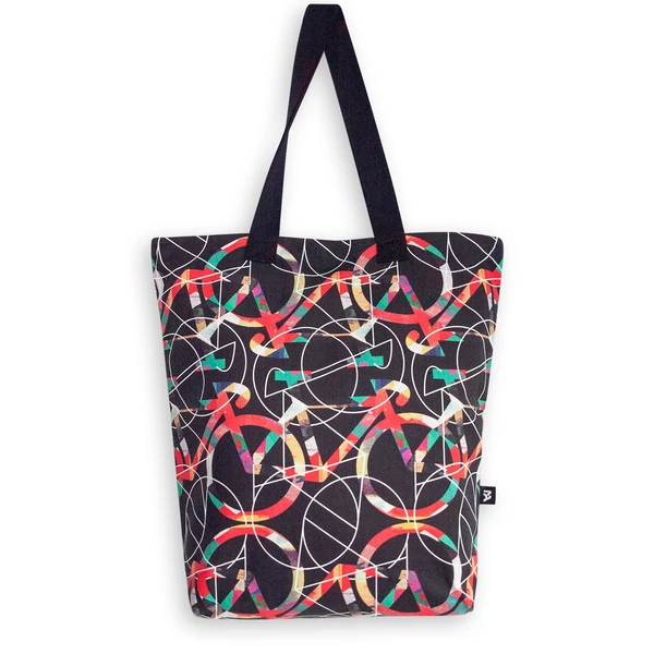 Tomka Csilla / Bikes dark 3-04 art design cotton canvas tote bag 36x38x12 / Bringák sötét 3-04 művészi mintás dizájn pamutvászon tote táska