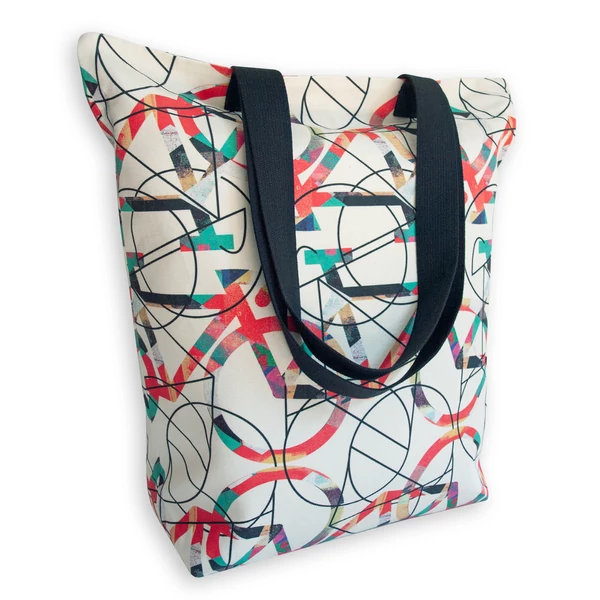 Tomka Csilla / Bikes light 3-04 art design cotton canvas tote bag 36x38x12 / Bringák világos 3-04 művészi mintás dizájn pamutvászon tote táska
