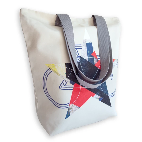 Tomka Csilla BikeStar E Lindlip 3-03 art design cotton canvas tote bag 36x38x12cm - side