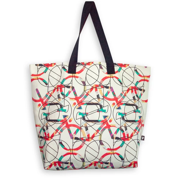Tomka Csilla / Bikes light 3-04 art design cotton canvas tote bag 48x34x16 / Bringák világos 3-04 művészi mintás dizájn pamutvászon tote táska
