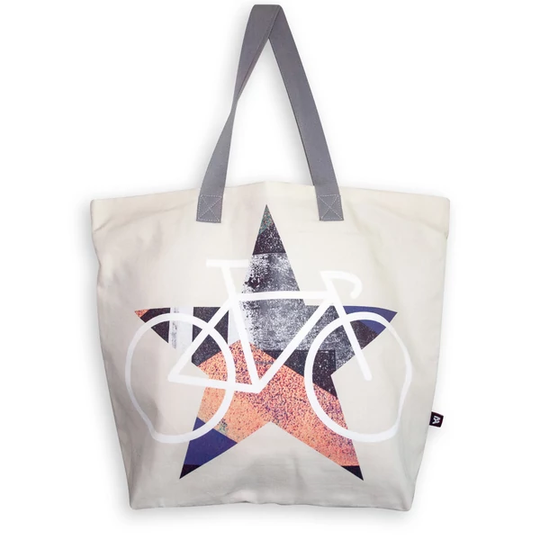 Tomka Csilla / BikeStar B Lindlip 2-10 art design cotton canvas tote bag 48x34x16 / BringaCsillag művészi mintás dizájn pamutvászon tote táska