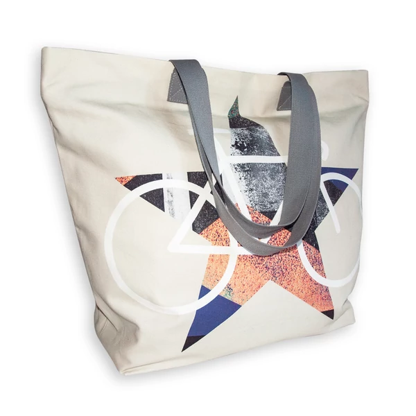 Tomka Csilla / BikeStar B Lindlip 2-10 art design cotton canvas tote bag 48x34x16 / BringaCsillag művészi mintás dizájn pamutvászon tote táska