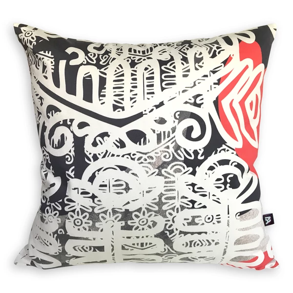 Tomka Csilla / Folyoda 2-03 art design cotton cushion 45x45 / Folyoda művészi mintás dizájn pamut párna