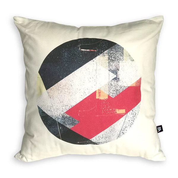 Tomka Csilla / Circle Lindlip 3-03 art design cotton cushion 50x50 / Kör művészi mintás dizájn pamut párna