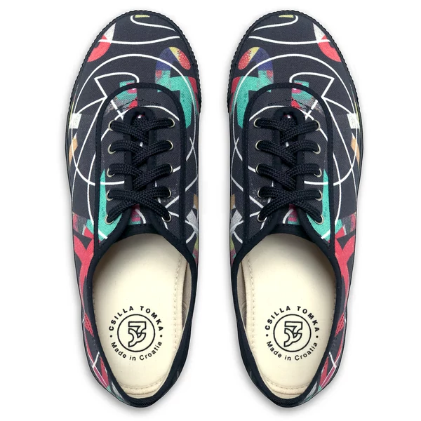 Tomka Csilla / Bikes dark 3-04 B-B art design canvas sneakers 41 / Bringák sötét Fk-Fk művészi mintás dizájn vászon tornacipő