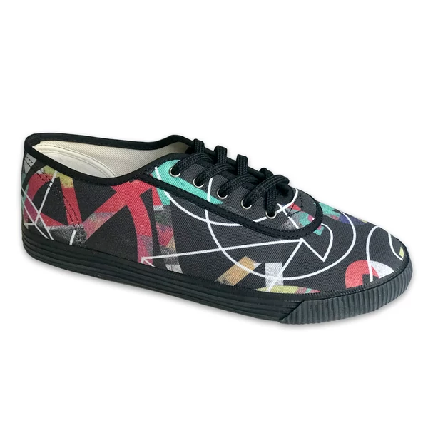Tomka Csilla / Bikes dark 3-04 B-B art design canvas sneakers 41 / Bringák sötét Fk-Fk művészi mintás dizájn vászon tornacipő