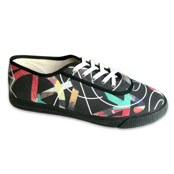 Tomka Csilla / Bikes dark 3-04 B-W art design canvas sneakers 40 / Bringák sötét Fk-Fh művészi mintás dizájn vászon tornacipő