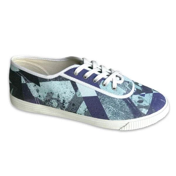 Tomka Csilla / Dazee Blue-White art design canvas sneakers 45 / Kába Kék-Fehér művészi mintás dizájn vászon tornacipő