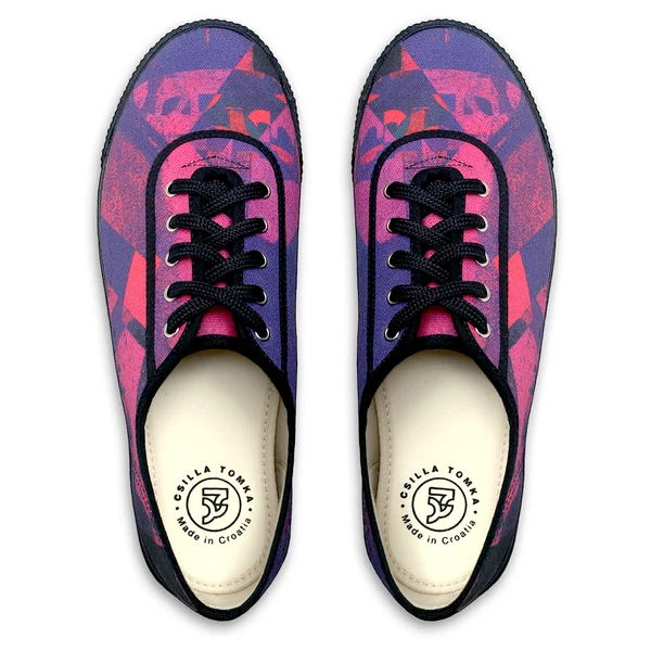 Tomka Csilla / Dazee Pink-Black art design canvas sneakers 39 / Kába Rózsaszín-Fekete művészi mintás dizájn vászon tornacipő