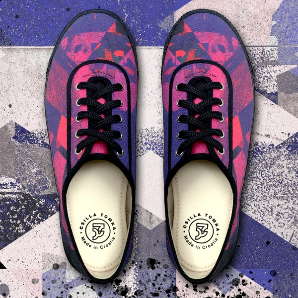 Tomka Csilla / Dazee Pink-Black art design canvas sneakers 39 / Kába Rózsaszín-Fekete művészi mintás dizájn vászon tornacipő